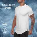 Mens Gym Workout Slim Fit Short Sleeve T-Shirt Cotton Performance Athletic Shirts Running Fitness Tee Loungewear (Dark Blue,Black Medium)