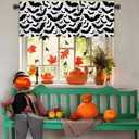 2 x Vanleonet Halloween Curtain Valances Black Bats Valances for Windows Rod Pocket Gothic Curtains Halloween Decoration for Party Kitchen Living Room Bedroom 1 Panel, 54W x 18" L