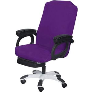  Pack Office Chair Cover, Stretchable Desk Chair Cover Removable Computer Chair Cover for Office Chair with Zipper Universal Spandex Rotating Chair Cover Anti-dust Chair Slipcover, Purple