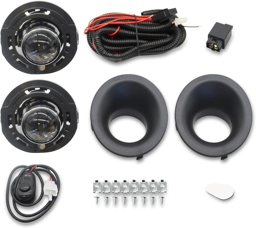 Pair Front Bumper Fog Light Assembly Compatible with Challenger 2015-2020 Fog Lamp w/Wiring+Switch Kit+H11 12V 55W Halogen Bulbs