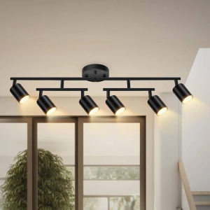 Track Lighting Fixtures Ceiling Black, 6 Light Track Lighting Kit