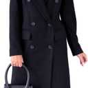 IDEALSANXUN Womens Long Wool Coat Double Breasted Trench Coat Fall Winter Clothes (Small, Navy)