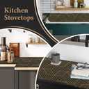 Shelf Liners for Kitchen Cabinets 12in x 20FT, Non Adhesive Cabinet Liner Strong Non-Slip Black Gold Geometric Drawer Liner, Easy to Clean for Shelf, Cabinet with Knife and Tape Measure