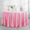 Pufogu 50" Round Pink Sequin Tablecloth Glitter Pink Table Cloths for Birthday Wedding Bridal Baby Shower Party Decorations