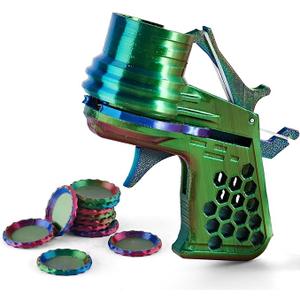 JOYBLI- Disc Launcher Toy Gun with Mechanical Linkage,Easy 3-Step Loading.Launcher Toys for Kids Handheld Shooter Indoor Shooting Game Outdoor Backyard Toy for Boys and Girls Birthday Gifts (Blue)