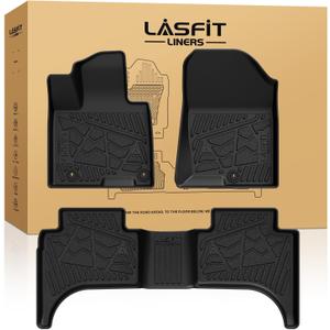 LASFIT Floor Mats for Hyundai Santa Cruz 2026 2025 2024 2023 2022, Custom Fit TPE All Weather Floor Liners 1st & 2nd Row Car Mats Accessories for Hyundai Santa Cruz 2022-2026, Black