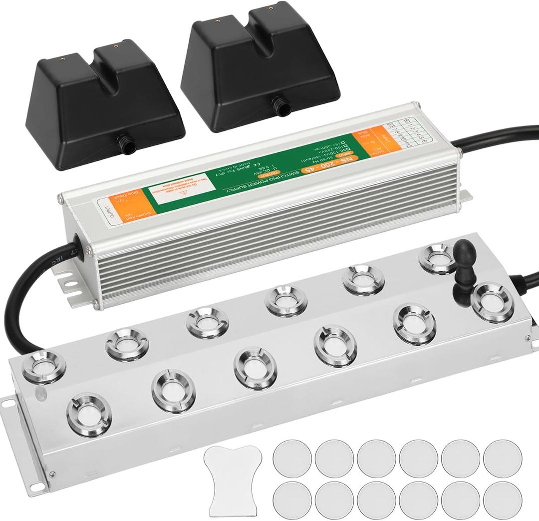 Ultrasonic Mist Maker Fogger 12 Head(9000ml/H), 110V 400W Power Water Proof Ultrasonic Mister, Ultrasonic Fogger Humidifier with Float, for Halloween Atmosphere, Vegetable Preservation, Landscape