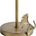 Vintage Gold Paper Towel Holder Countertop for Easy Tear Rustic Ginkgo Design Decorative Standing Kitchen Roll Dispenser for Bathroom, Bars & Dining Tables