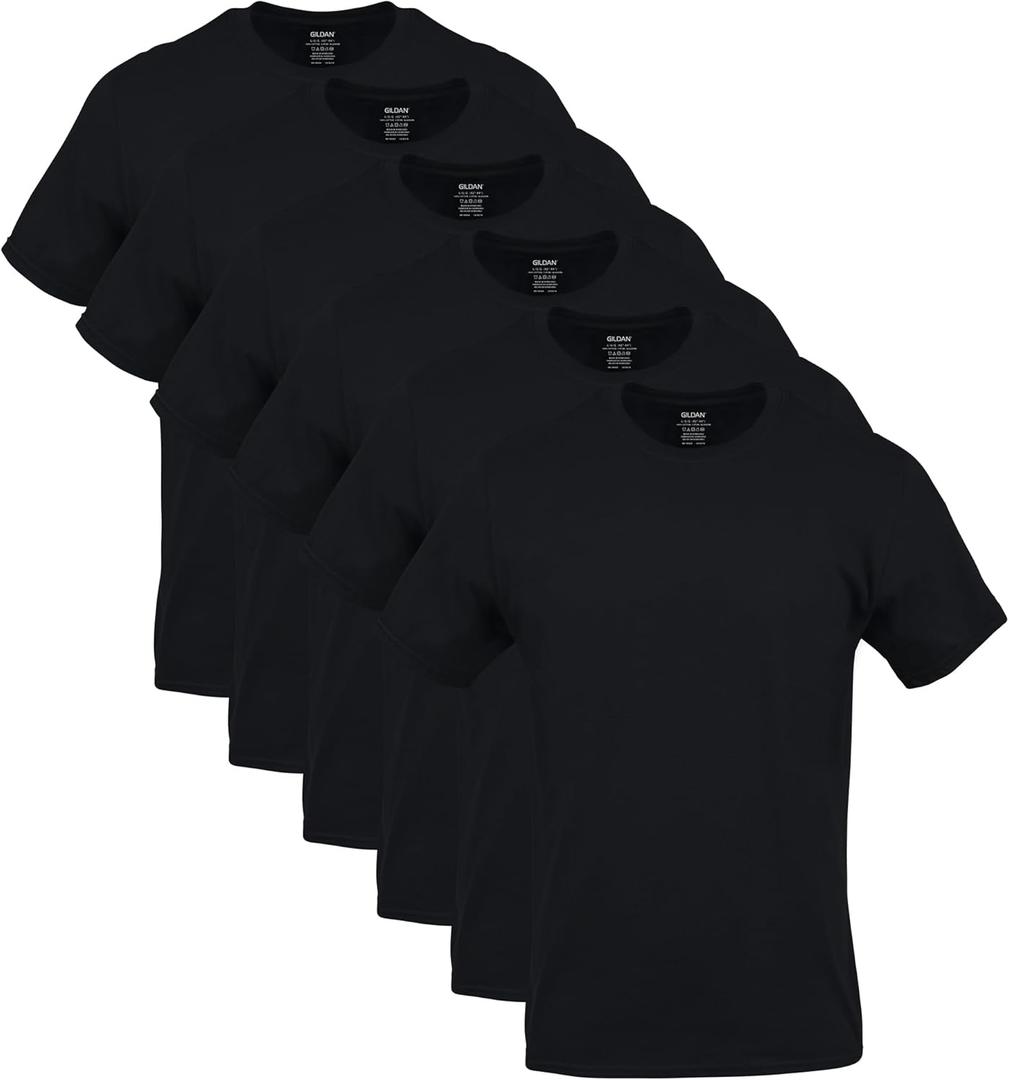 Gildan Men's Crew T-Shirts, Multipack, Style G1100 (Black, 6-pack), Small