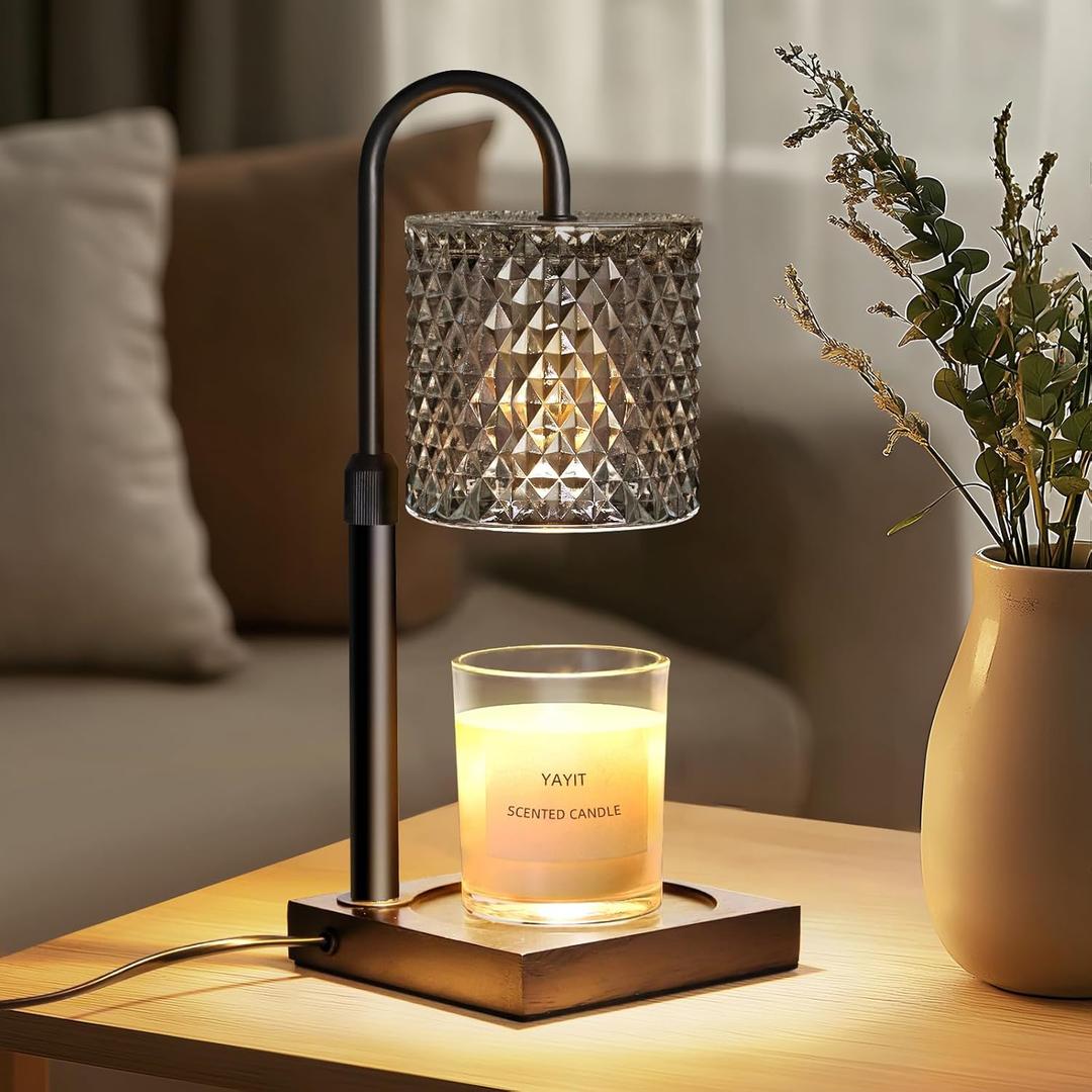 Candle Warmer Lamp with Timer Dimmer Adjustable Height, Candle Warmer with 2 Bulbs for Jar Candles, Home Decor, for Women Birthday, fit candles up to 8 inches tall