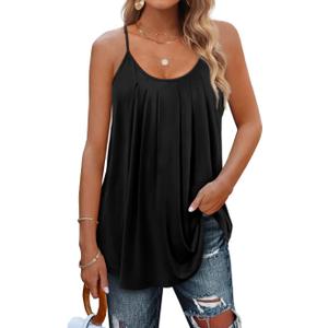 Geifa Summer Tank Tops for Women Vacation Outfits 2025 Fashion Trendy Clothes 01-black, X-Large