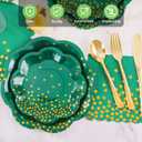 Green and Gold Party Decorations,Green Plates and Napkins Party Supplies for 25 Guests,Disposable Plates for Birthday Wedding Graduation Decorations