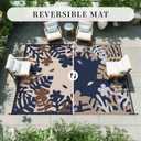 MontVoo Outdoor Rug Carpet 8x10 Waterproof-Patio Rug Mat Reversible Portable RV Camping Picnic Beach Mat Plastic Straw Rugs Outside Outdoor Area Rugs for Patio Deck Pool Deck Balcony Backyard (Navy&beige)