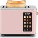 SEEDEEM Toaster 2 Slice, Touch Control Screen, Smart Stainless Toaster, 6 Shade Setting, 6 Bread Selection, Countdown, Removable Crumb Tray, 900W, Peach Pink (9.4*6.3*7.3)