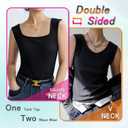 Ribbed Tank Tops for Women Square Neck & V Neck Reversible 2025 Summer Sleeveless Sexy Camisole Going Out Tops (Black, L)