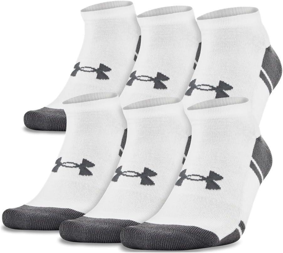 Under Armour Adult Resistor 3.0 No Show Socks, Multipairs (X-Large, White/Graphite (6-pairs))