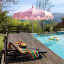 7Ft Patio Pagoda Umbrella, UV Protect Pool Umbrellas with Heavy Duty Pole, Outdoor Umbrellas for Patio, Curved-shaped Umbrella Ribs, Carry Bag