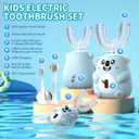 Kids U Shaped Electric Toothbrush, Automatic 360 Sonic Cleaning, 6 Modes, 4 Brush Heads, Cute Cartoon Koala Design (2-6 Age (Grey Blue))