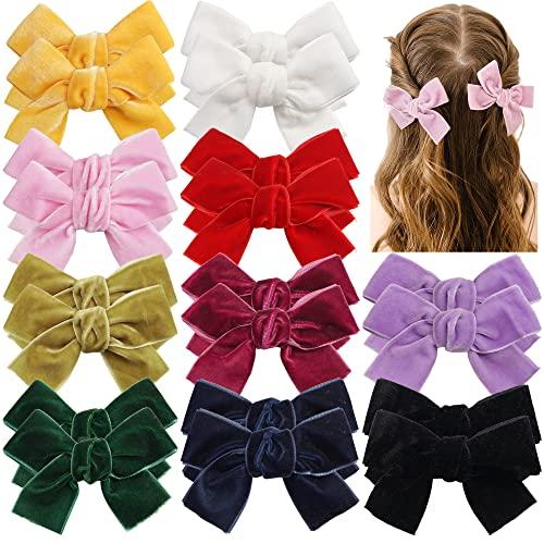 Ayesha Velvet Hair Clips and Barrettes for Toddlers - 20pcs Christmas Hair Accessories with Hair Bows