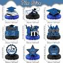 Yisong 9 Pieces 2026 Graduation Party Table Decorations Class of 2026 Congrats Graduation Centerpieces for Tables Congratulate Honeycomb Centerpiece Topper for Grad Party Supplies(Blue)