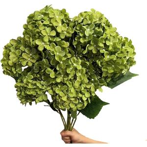 8 Pcs Large Hydrangea Artificial Flowers 27.5 inches Realistic Single Long Stem Full Faux Silk Hydrangea Bouquets Flowers Arrangements Home Decor DIY Wedding Centerpieces (Dark Green)