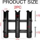 2Pcs Fishing Rod Holder Bracket Tube,3-Pole Side Mount Rod Holder with Screws Portable Boat Rod Rack Tube for Garage Wall Mounted Fishing Boat Golf Cart Cooler ATV Trailer