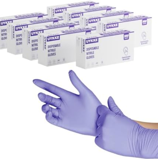 UYKKE Nitrile Disposable Gloves 4 Mil Nitrile Cleaning Gloves Latex Free for Food Prep, Cooking,Lab,Home,Salon&Tattoo, Size L, 1000 pcs