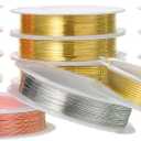 Mixweer 15 Pcs 5 Size Copper Wire 18 20 22 26 32 Gauge Tarnish Resistant Jewelry Wire for Jewelry Making 121 Yard Metal Beading Crafting, Rose Gold, Silver and Gold