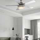 warmiplanet Ceiling Fan with Lights Remote Control, 52 Inch, Brushed Nickel (5-Blades) (silver)