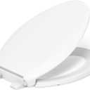 KOHLER 4636-RL-0 Cachet ReadyLatch Elongated Toilet Seat Slow Close, Soft Close Toilet Seat Quiet Lid, Contoured Grip-Tight Bumpers Installation Hardware, Apartment Essentials, White