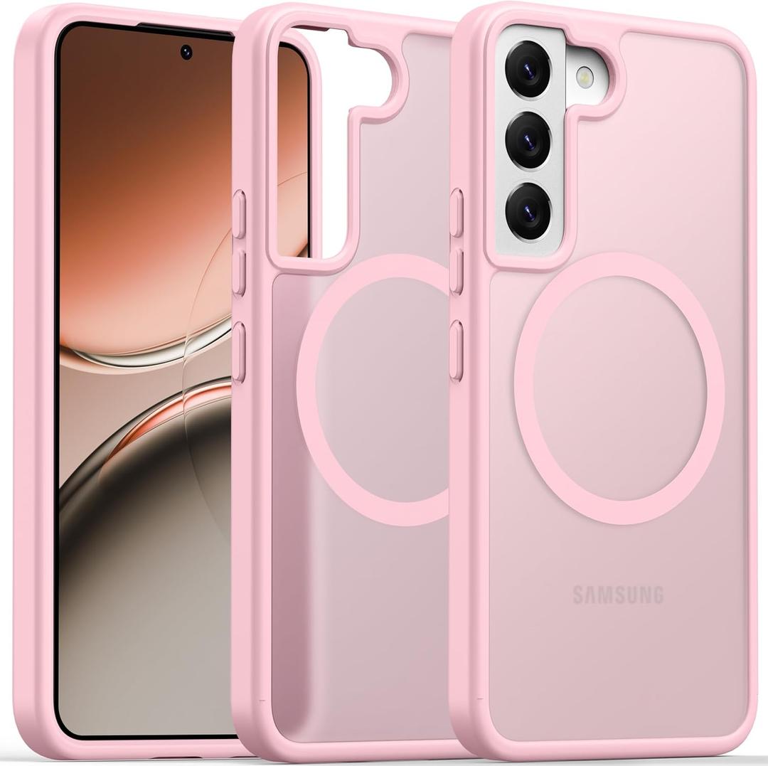 Oterkin Magnetic for Samsung Galaxy A17/A16 Case Matte, A17 / A16 Phone 5G Case Compatible with MagSafe Frosted Translucent Shockproof Anti-Scratch Slim Fit Case Military Grade Protection (Light Pink)
