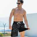 Goodstoworld Mens Swim Trunks with Compression Liner 9'' Inseam Quick Dry Swimsuit Shorts M-3XL (XX-Large, Hawaiian Fish)