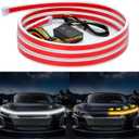 YUGUANG 70 Inch LED Hood Light Strip, Hood LED Light Strip with Amber Turn Signal Lights Waterproof Flexible White Dynamic Scan Start Up Hoodbeam Kit for Car, Truck, SUV
