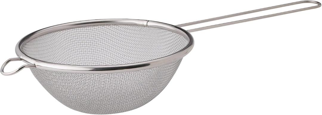 HIC Kitchen Fine Mesh Strainer With Helper Handle, 18/8 Stainless Steel, 6-Inch, For Sifting, Draining, And Straining Pasta, Vegetables, Stocks, And Sauces