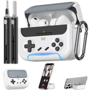 Inesore for Airpods Pro 3 Case Cover with Cleaner Kit,with Lock for Airpod Pro 3 (2025),Classic Cool Funny Game Console Hard Air Pods Pro 3 Case for Men Boy(White)