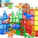 102PCS Dinosaur Toys Magnetic Tiles with 8 Dinosaurs - Jurassic Scenes Dinosaur World Adventure Set, Magnetic Blocks Kids Toys for Boys & Girls Ages 3+, Sensory Toddler Creative Kids Games Gifts