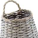 AuldHome Design Wall Hanging Pocket Basket; Woven Wicker Rustic Farmhouse Gray Washed Long Basket; 17 x 9 x 5 Inches
