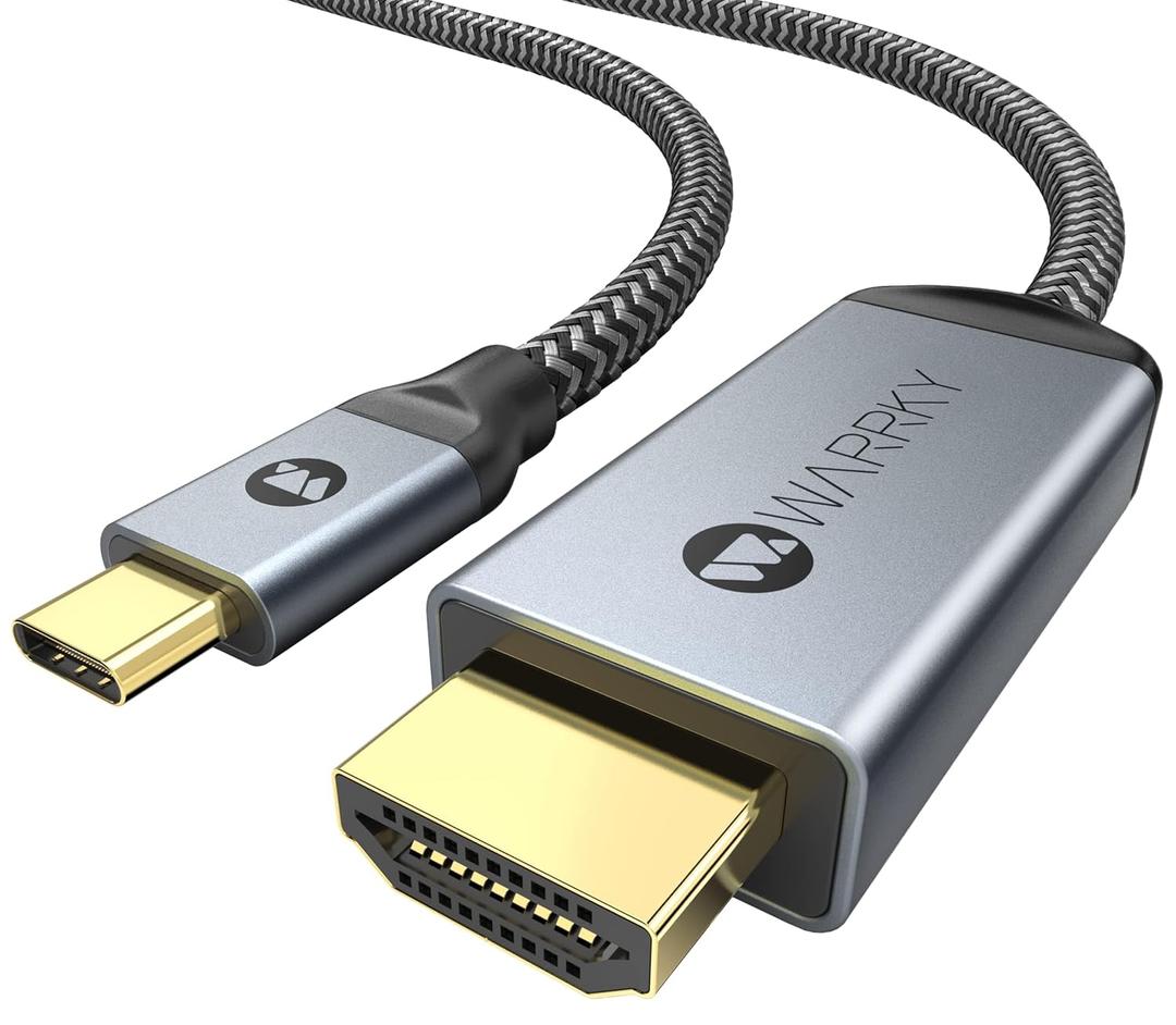 Warrky 4K 60Hz USB C to HDMI Cable 3.3ft [Anti-Interference Gold-Plated Plugs] Aluminum Type-C to HDMI 2.0 Cord, Thunderbolt 3/4/5 Compatible for iPhone 15/16 Series, MacBook, iMac, iPad Pro, Galaxy