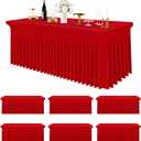 Smiry Spandex Tablecloth 6 Pack, Elastic Fitted Stretch Tablecloth for 6FT Rectangle Tables, Waterproof Washable Table Cover Skirt for Wedding, Banquet & Parties (Red, 72Lx30Wx30H Inch)