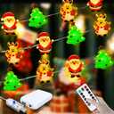ZGWJ Christmas String Lights with Timer, Tree-Reindeer-Santa Claus 50LED 16FT Twinkle Fairy Lights 8 Modes for Bedroom,Christmas Parties Decoration (Xmas Tree-Reindeer-Santa Claus, 2PCS)