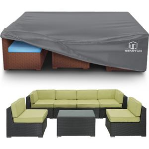 STARTWO Patio Furniture Covers Waterproof Outdoor Lawn Furniture Set Cover for 7-12 Piece Sectional Sofa, Conversation Set Garden Dining Tables Chairs,Grey