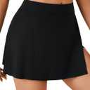 Rooscier Women's Slit Side Tennis Skirt High Waist Golf Athletic Mini Skorts (Black)
