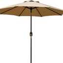 Blissun 9' Outdoor Patio Umbrella, Outdoor Table Umbrella, Yard Umbrella, Market Umbrella with 8 Sturdy Ribs, Push Button Tilt and Crank (TAN)