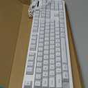 HUO JI White Gaming Keyboard USB Wired with Rainbow LED Backlit, Floating Keys, Mechanical Feeling, Spill Resistant, Ergonomic for Xbox, PS Series, Desktop, Computer, PC