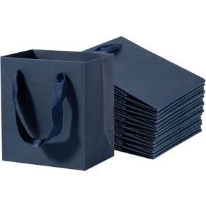 Driew Small Gift Bags with Cotton Handles, 4.02"x2.76"x4.49" Mini Gift Bags with Handles in Bulk for Birthday Party Favors Wedding Shopping Business Grocery Retail (Navy Blue)