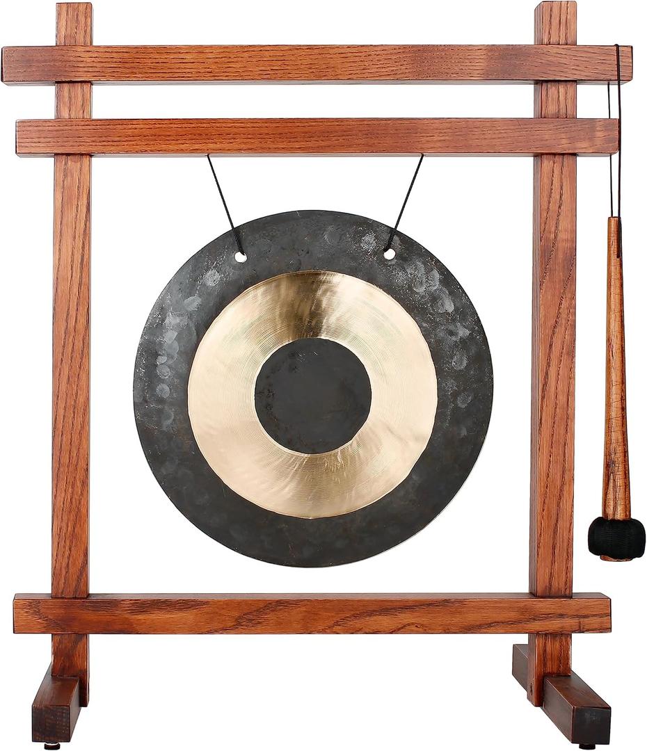 Woodstock Wind Chimes for Meditation, Yoga, Classrooms, Offices for Awareness, Relaxation, Decor 19" Table Gong (WTG)