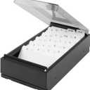 1InTheOffice Business Card Holder Desk, Name Card Organizer with Dividers and Index Tabs, Smoke/Black 650 Cards Capacity