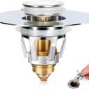 Universal Bathroom Sink Stopper Drain with Hair Catcher  Fit 1.06-1.5 inch Holes, 2-in-1 Pop Up Drain Strainer, Anti-Clogging Sink Filter Basket for Bathroom & Kitchen Sink (Stainless Steel)