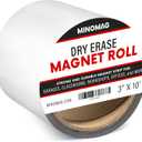 3" x 10' Dry Erase Magnet Roll | Strong Magnetic Whiteboard Tape Roll. Cut into Custom Label Strips and Sheets for Fridge or White Board, 3 inch Wide by 10 Foot Long.