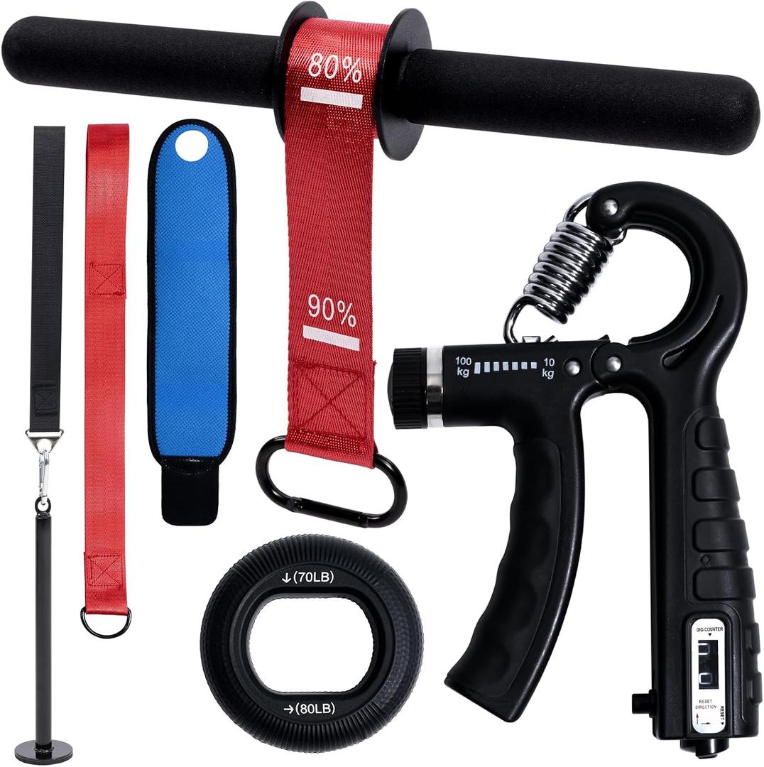 Forearm Strength Trainer Kit, 6 PCS, Grip Strength Enhancer, Wrist Exerciser for Home Gym, with Wrist Wraps, Resistance Grip Strengthener with Counter